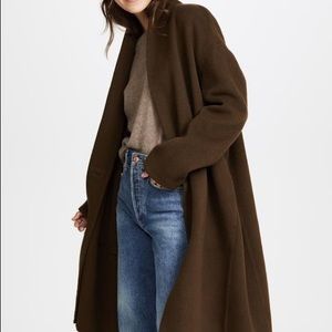 Vince high collar V neck wool coat